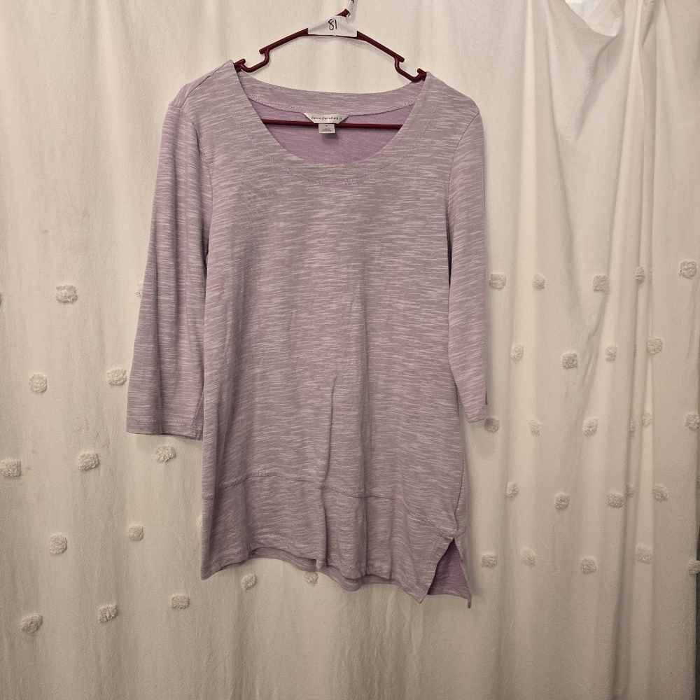 Christopher And Banks Women's Lavender Top With 3/4 Inch Sleeves Size Medium